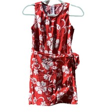 Vintage Kole Kole Hawaiian Dress Girl’s 14 Red & White Floral USA Made Cotton