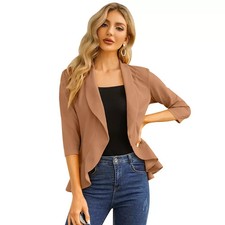Open Front Cardigan Work Office Jacket Suit Blazer