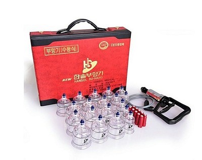 Hansol Professional Cupping Therapy Equipment Set with pumping handle 19 Cups