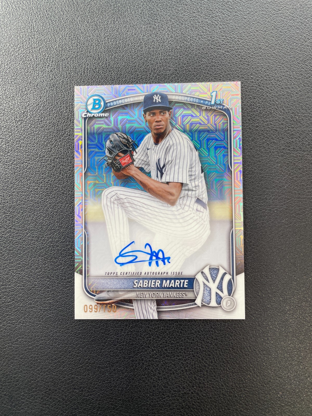 2025 Bowman Chrome #CPA-SM Sabier Marte 1st HTA Choice Auto 099/150 BJDEL
