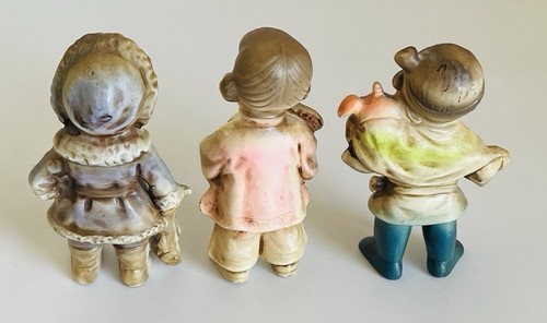 3 Cute Bisque Porcelain Figurines 2 Girls 1 Boy Japan Vintage Small 3.5" - Picture 5 of 8