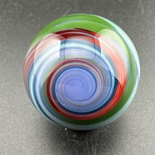 Contemporary Handmade Art Glass Marble 1.04" Multicolor Surface Swirls Spots Etc
