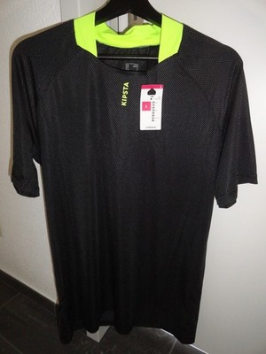 black and neon yellow short sleeve shirt by Kipsta in size L BNWT