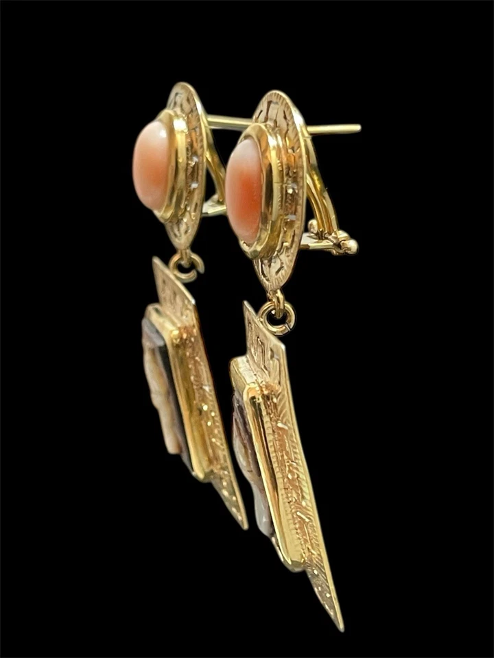 Orecchini Corallo E Cammei Antichi - Immagine 3 di 4