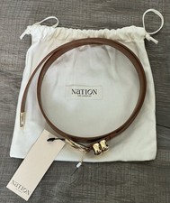 Nation LA Size S Genuine Leather Brown Belt Gold Buckle Made In Italy NWT
