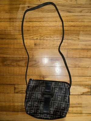 Authentic Vintage Fendi Zucca Leather Coated Canvas Crossbody