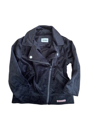 Hudson Kids Faux Suede Black Moto Jacket With Zipper & Snap Buttons 18M