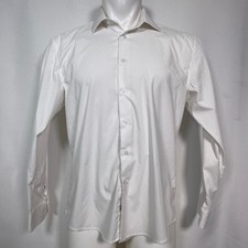 Lucky Brand Slim Fit Stretch Button Down Long Sleeve White Shirt Men's LARGE
