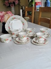 Vintage Paragon 15pcs Pink Apricot Rose Scallops afternoon tea Sets V Good