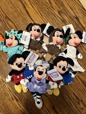 Vtg Disney Mickey Minnie Mouse Disney Store Bean Bag Plush Lot of 7 W/ Tags