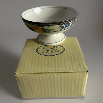 Mikasa Garden Harvest Footed Dessert Bowl CAC29 New In Box.