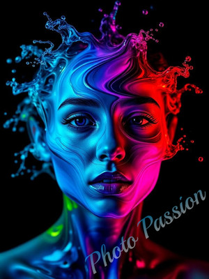 Foto A4 Portrait Frau flüssige Farben Poster Kunstdruck (4000)