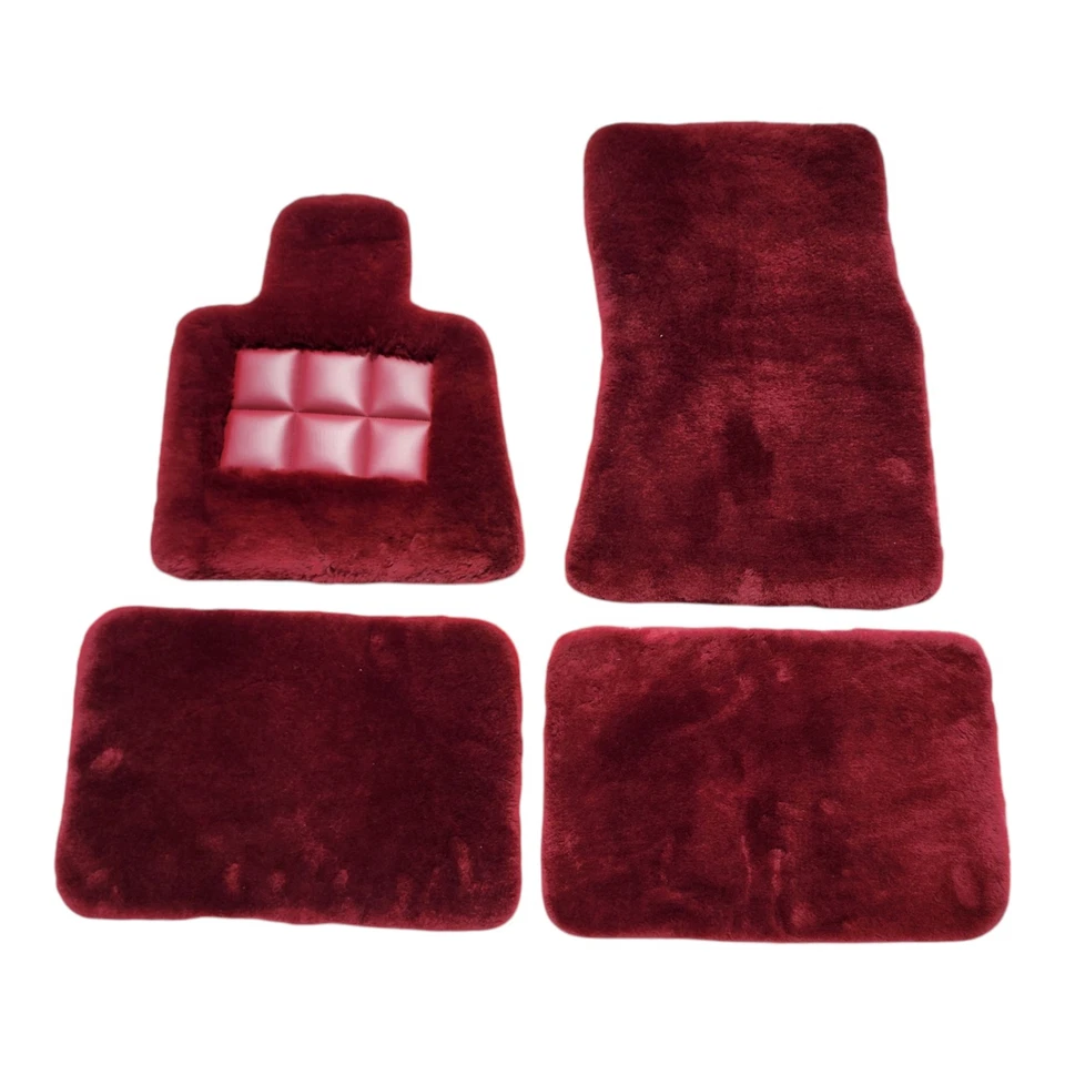 Tapetes de assoalho de carro de pele de carneiro genuínos vermelho escuro compatíveis com Rolls Royce Cullinan 2019 - 2025 - Imagem 3 de 4