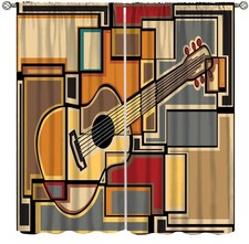 Guitar Music Curtains for Bedroom,Abstract Geometry Rhythm Melody Notes Instr...