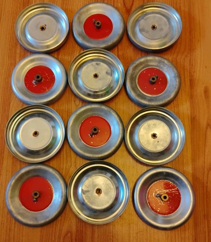 3 inch Steel Wheels with Red Center Lot of 12 from 1950's Playset