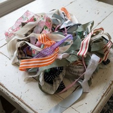 Grab Bag Ribbon 40 Yards Mixed Prints Widths Lengths 3/4 to 4 yards Most 1 yd