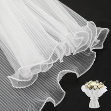 Flower Wrapping Mesh Paper 4.37 Yards Wrinkled Bouquet Wrapping Paper with Pearl