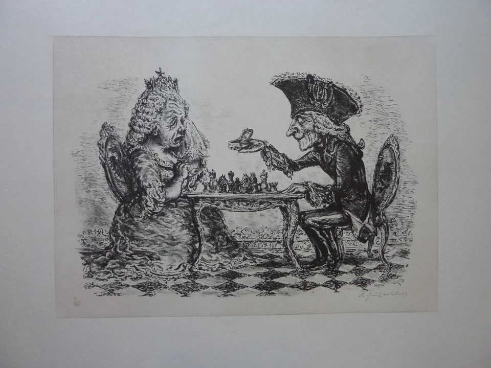 A.PAUL WEBER - Original Lithographie 1975 "Maria Theresia und der Alte Fritz" !! - Bild 2 von 4