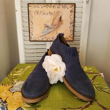 Italeau Favola Navy Suede Waterproof Slip On Booties, Size 40