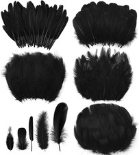 500 Pcs Black Feathers for Crafts Assorted 5 Styles Mixed Black Craft Feather...