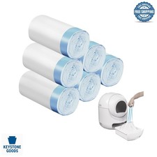 120 Pack Heavy Duty Cat Litter Box Liners with Drawstring for Self-Cleaning L...