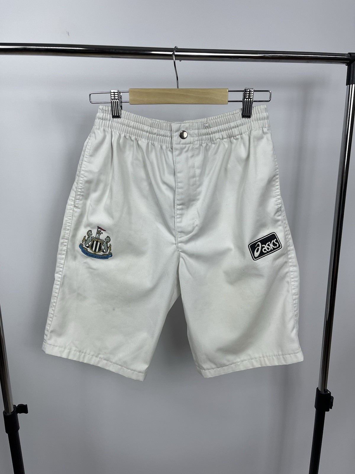 Newcastle Asics Shorts Size 30 Vintage 90s White Made In U.K.