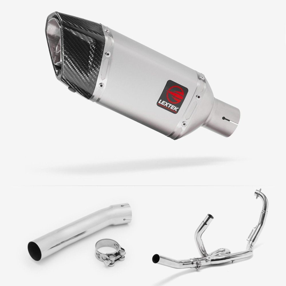 Lextek SP5 Matt Stainless Steel Exhaust System 200mm for Suzuki SV650 (99-02)