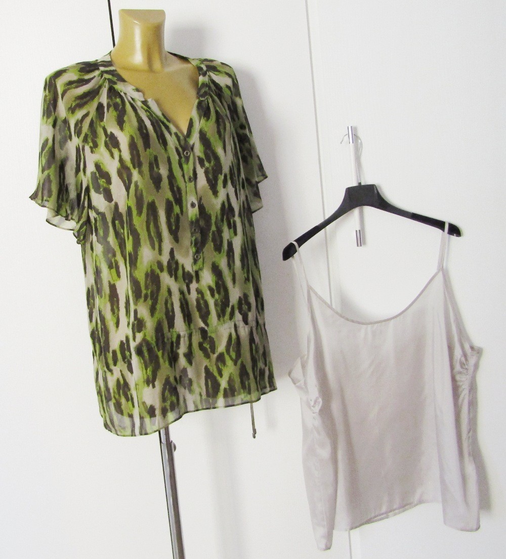 ELENA MIRO’ Camicia Blouse Pura Seta Fantasia Optical + Top Taglia 56 IT
