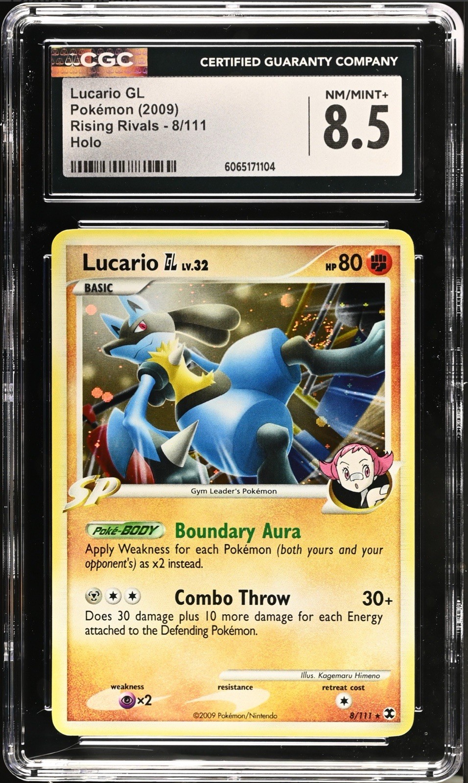 CGC 8.5 NM MINT + Lucario GL 8/111 Holo Rare Platinum Rising Rivals 2009 Pokemon