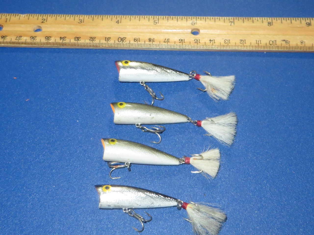 Lot of 4 Rebel Pop-R UL Small Topwater Lures Silver Black - Image 2