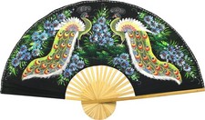 Meeting of the Peacocks Folding Wall Fan Hand-painted Wall Decor Art, Handmad...