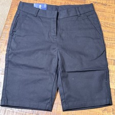 IZOD Boys' Black School Uniform Chino Shorts Stretch Adjustable Waist Size 5 NWT