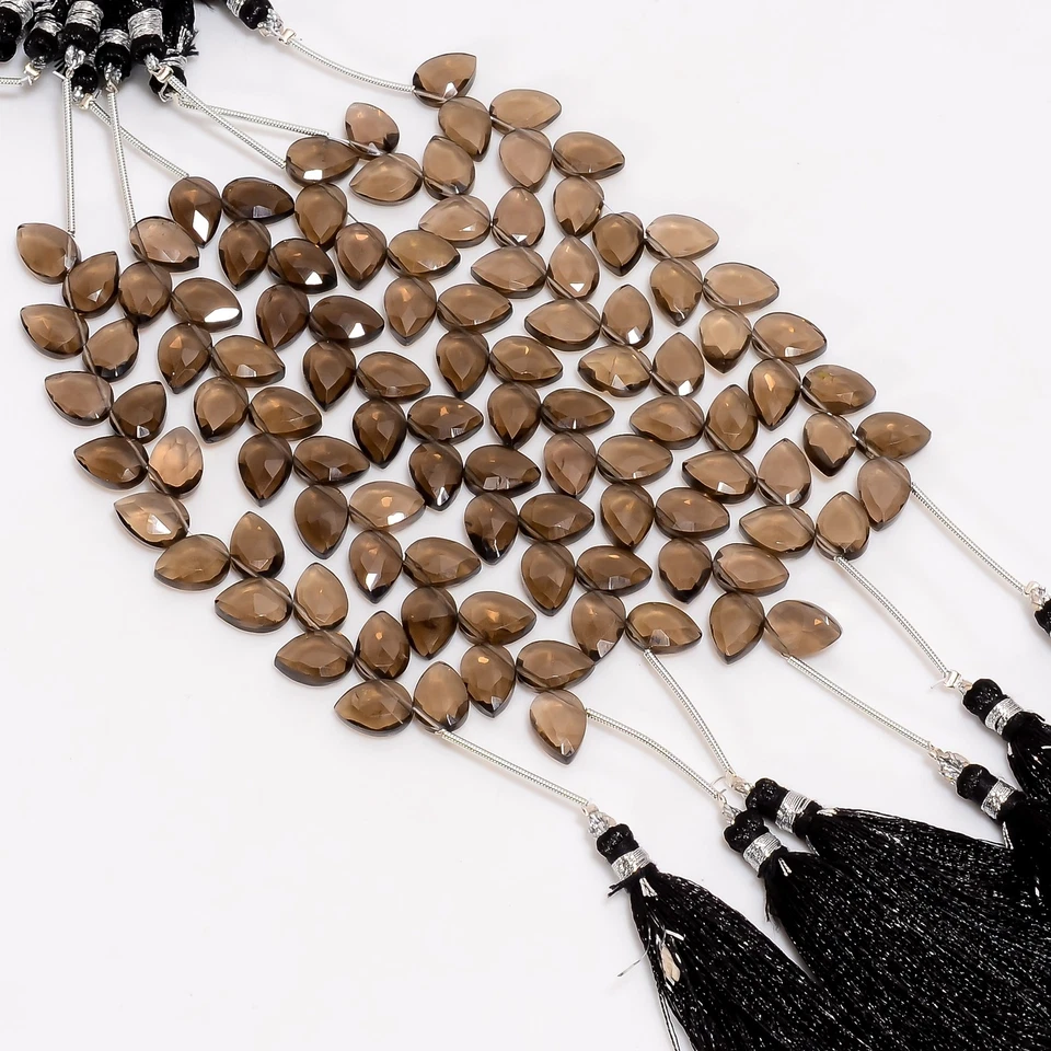 Cuentas facetadas con forma de pera de piedras preciosas de cuarzo ahumado 10X7X4 mm filamento 4" UGB-836 Foto 2 de 4