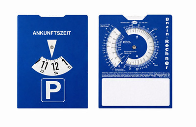 2x Parkscheibe StVO-konform Deutschland & Österreich EU mit Benzinrechner