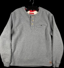 Coleman Mens Medium Gray Sherpa Lined Snap Pocket 3 Snap 3/4 Sleeved Henley Top