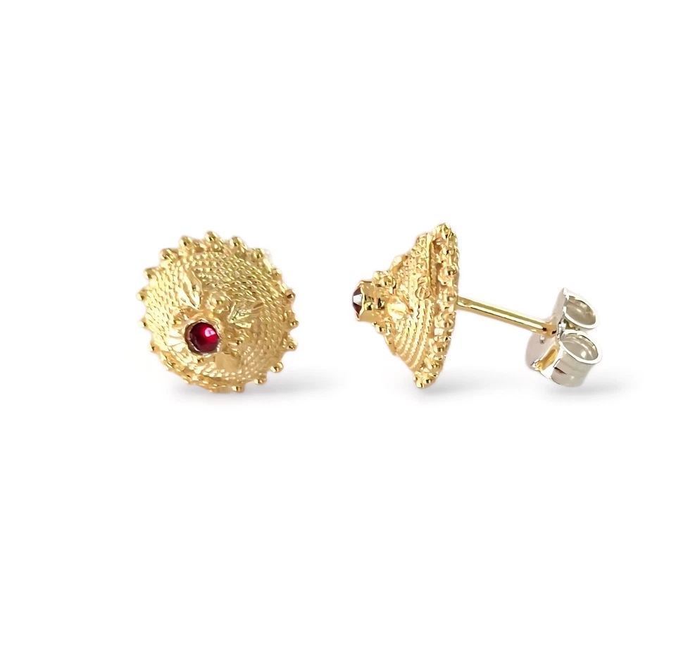 Orecchini a Lobo da Donna in Argento con Bottone Sardo in Filigrana Su Buttoni - Immagine 2 di 2