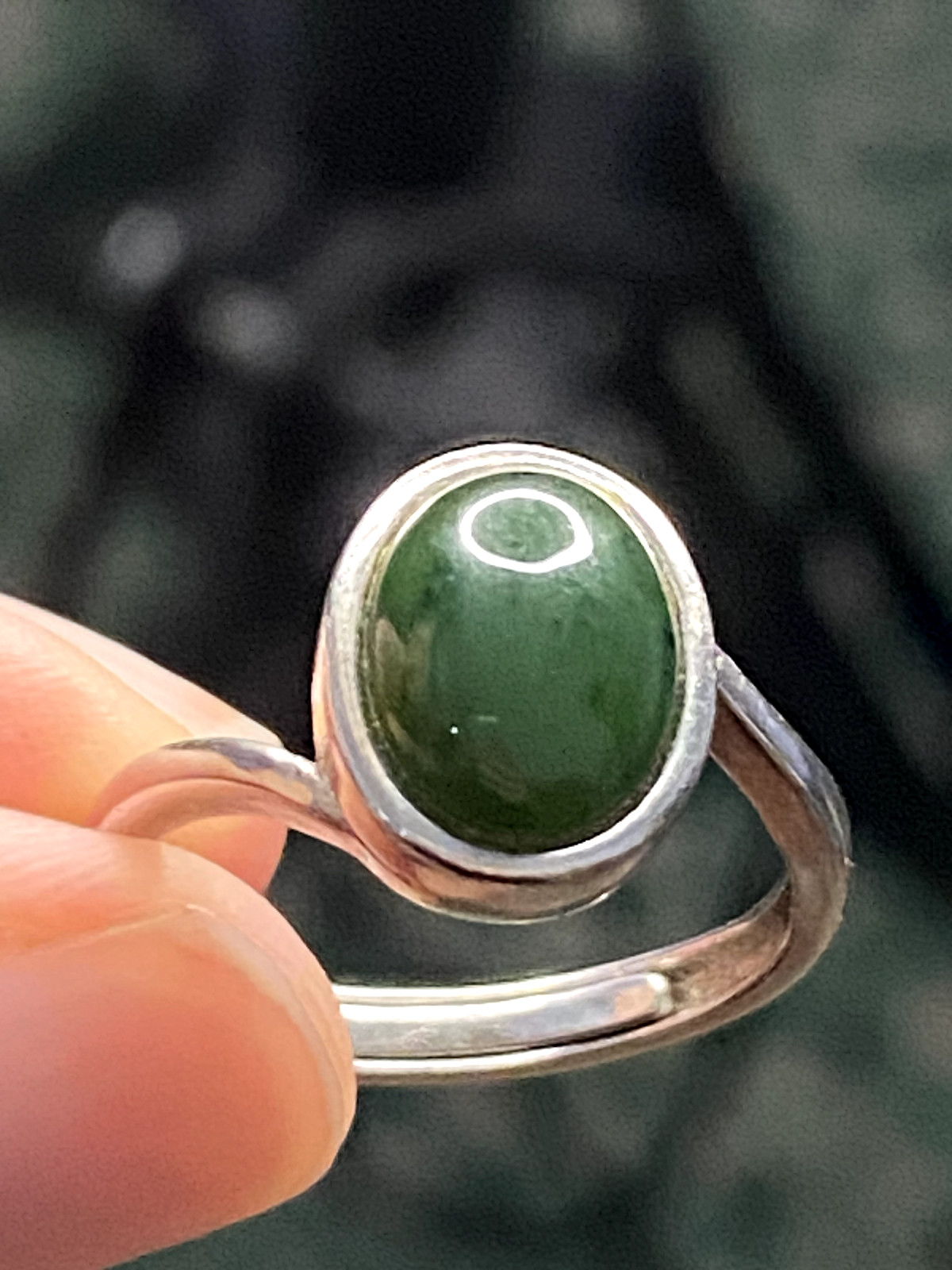 Jade S925 Silver Adjustable Ring - image 2