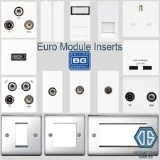 BG Polished Chrome White Euro Data Module Inserts HDMI TV SAT Cat5 Cat6 USB 