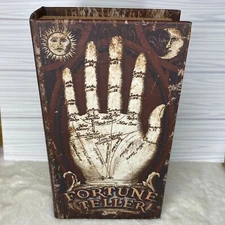FORTUNE TELLER Hollow Faux BOOK Palm Reader Hidden Secret Stash Box HALLOWEEN 