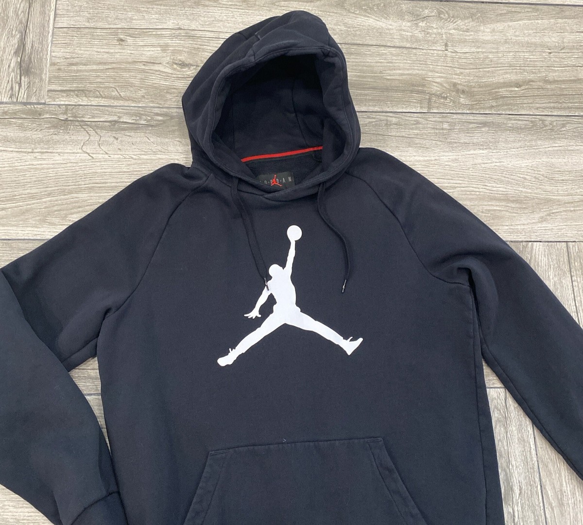Nike Air Jordan Jumpman Logo Black Pullover Hoodie Mens Large