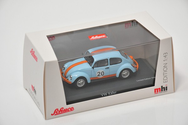 Schuco 450270400 Vw KäFer 1983 Gulf Blau/Orange Mhi 1:43 Limitiert 500 Neu & Ovp-image