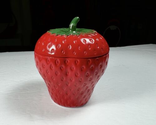 Vintage MCM 4" Hazel Atlas Milk Glass Strawberry Jam Jelly Jar Exc! (Read Dscr) - Picture 1 of 10