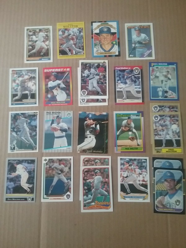 PAUL MOLITOR Lot of 19 Different Cards- Pinnacle Leaf Topps Donruss etc Brewers 