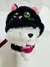 Gund Missy White Bichon Dog Mini Pet Shop Plush Black Cat Costume Justice EUC
