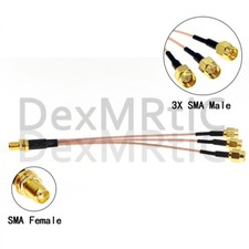 1 in 3 SMA female nut to 3x SMA male splitter pigtail cable RG178 15cm for WIFI