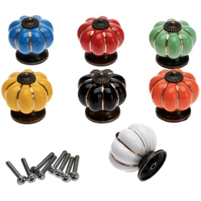 Suiwotin 4pcs Brown Ceramic Cabinet Knobs, Vintage Kitchen & Retro