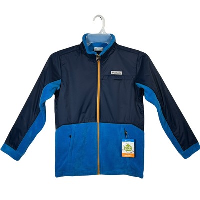 Columbia Youth Boys Full Zip Fleece Jacket Size L (14-16) Blue Soft Warm & Cozy