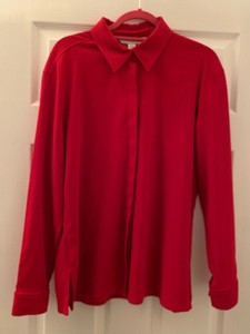 women's red shirt with collar
