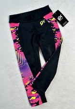 New GK Elite CAPRI LEGGINGS Gymnastics BLACK PINK Leotard PANTS Girl Tights CL