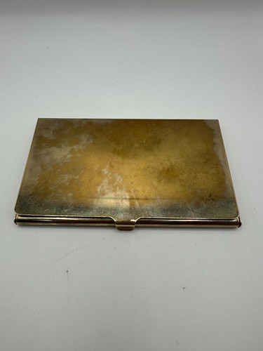 Gold Plate Business Card Holder – NEM Brand, Polished Finish, Desktop Accessory